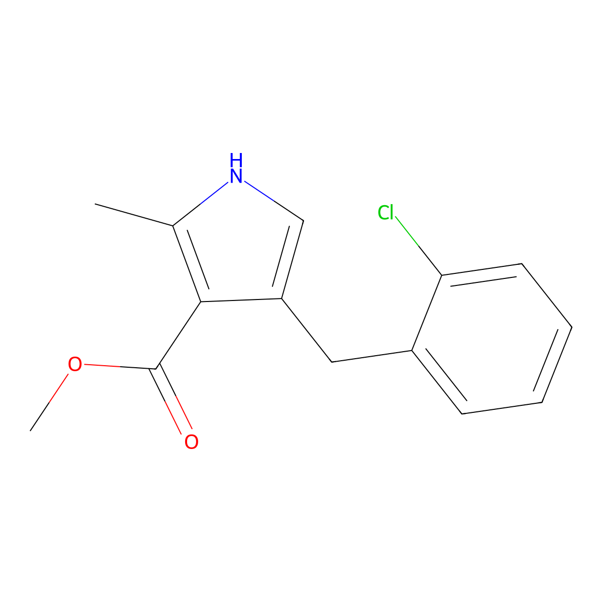 methyl 4-[(2-chlorophenyl)methyl]-2-methyl-1H-pyrrole-3-carboxylate molecular structure, CAS 790719-56-1