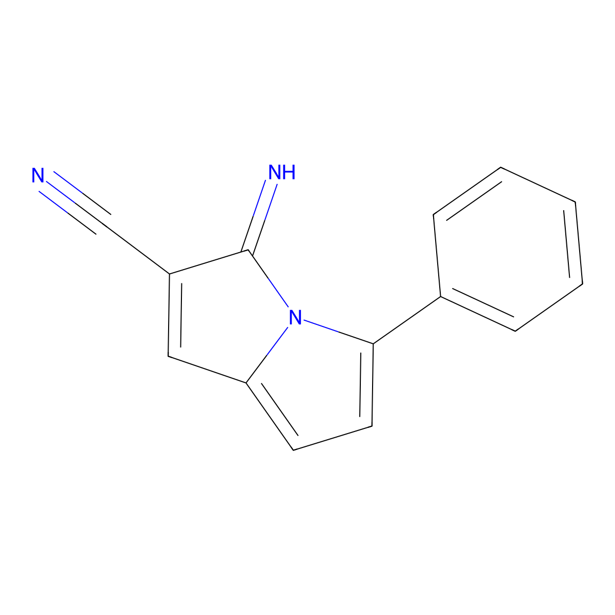 3-imino-5-phenyl-3H-pyrrolizine-2-carbonitrile molecular structure, CAS 790719-65-2