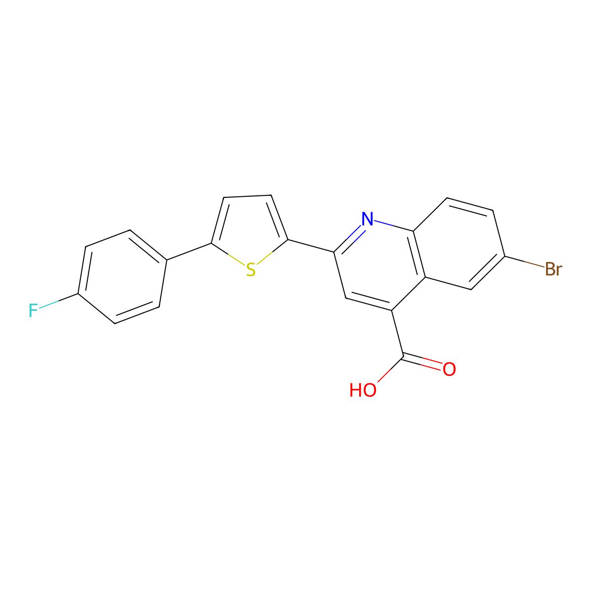 6-bromo-2-[5-(4-fluorophenyl)thiophen-2-yl]quinoline-4-carboxylic Acid molecular structure, CAS 790719-67-4