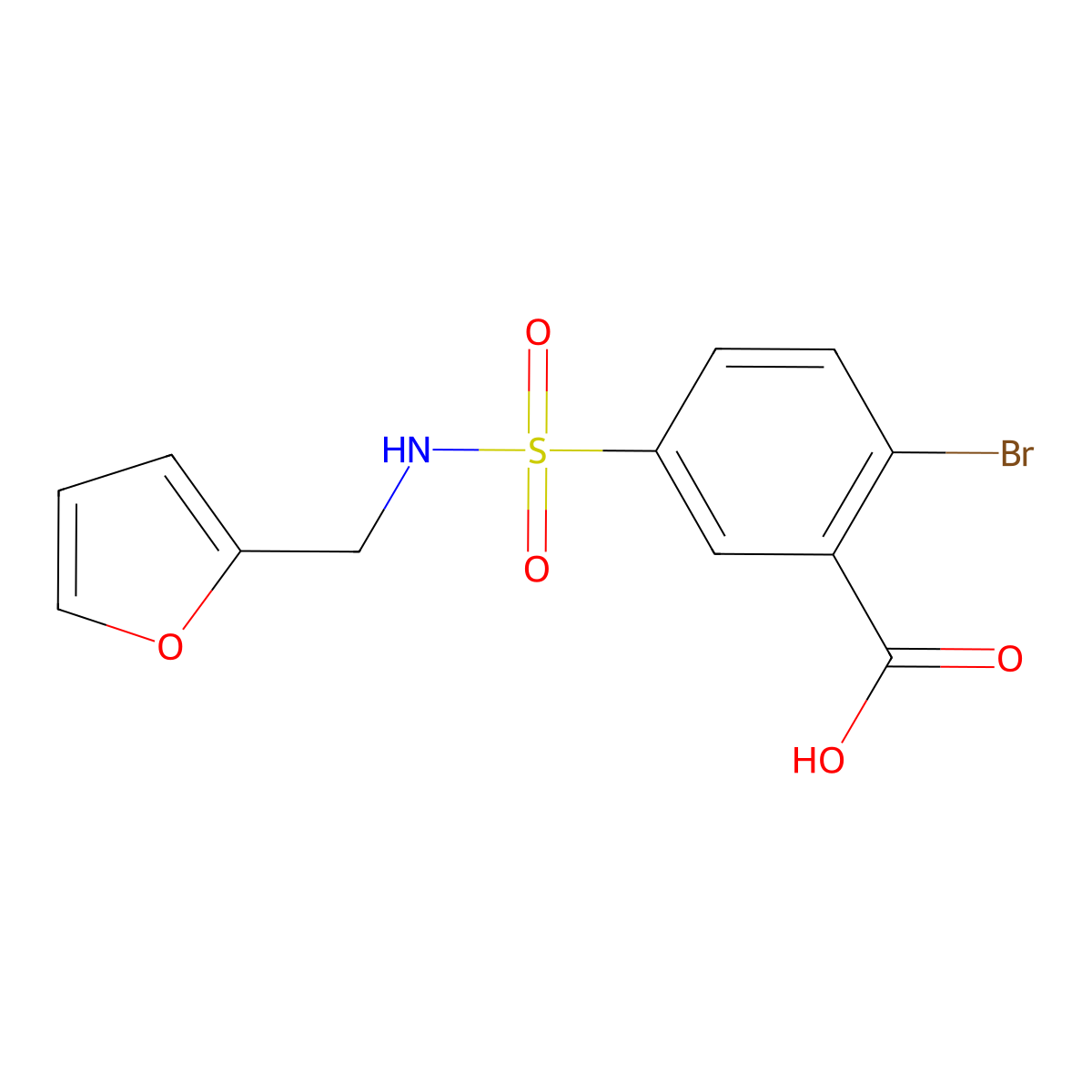 2-Bromo-5-[(furan-2-ylmethyl)sulfamoyl]benzoic acid molecular structure, CAS 790719-73-2