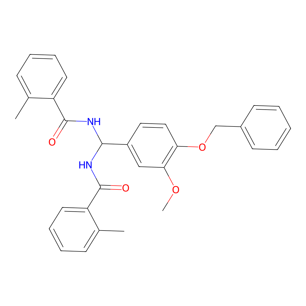 N,N'-{[4-(benzyloxy)-3-methoxyphenyl]methanediyl}bis(2-methylbenzamide) molecular structure, CAS 790719-76-5