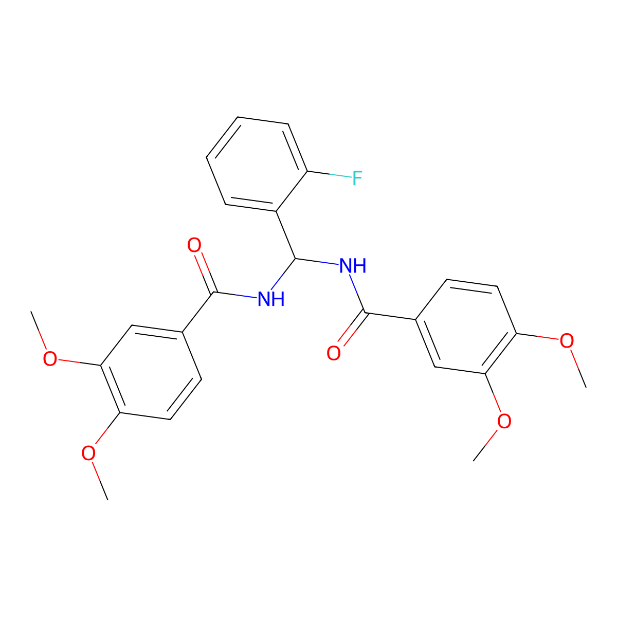 N,N'-[(2-fluorophenyl)methanediyl]bis(3,4-dimethoxybenzamide) molecular structure, CAS 790719-78-7