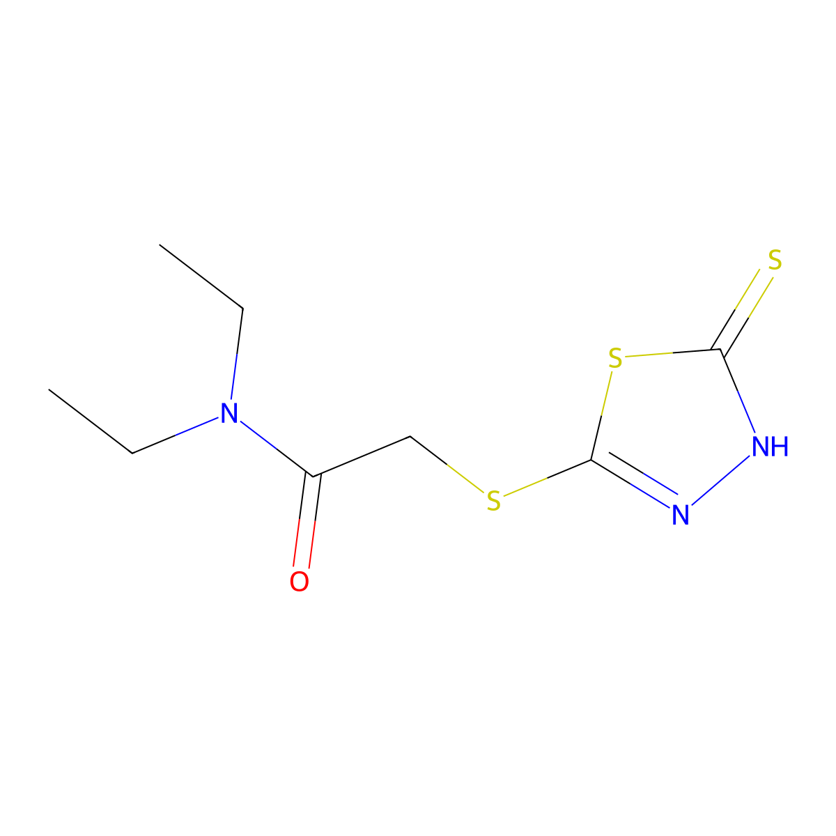 N,N-diethyl-2-[(5-mercapto-1,3,4-thiadiazol-2-yl)thio]acetamide molecular structure, CAS 790725-73-4