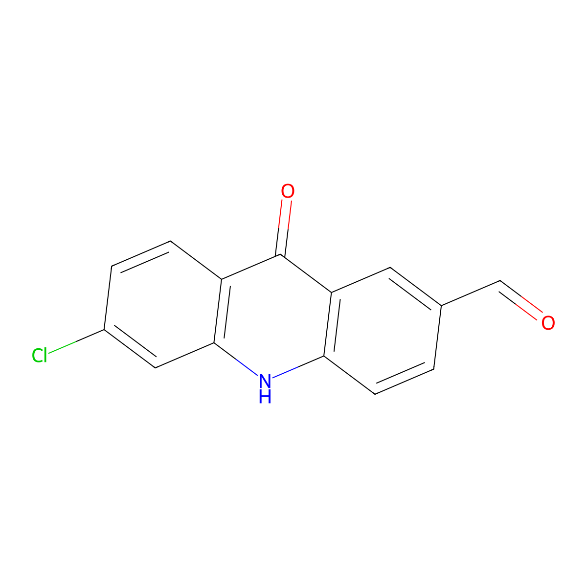 6-chloro-9-oxo-10H-acridine-2-carbaldehyde molecular structure, CAS 790725-82-5