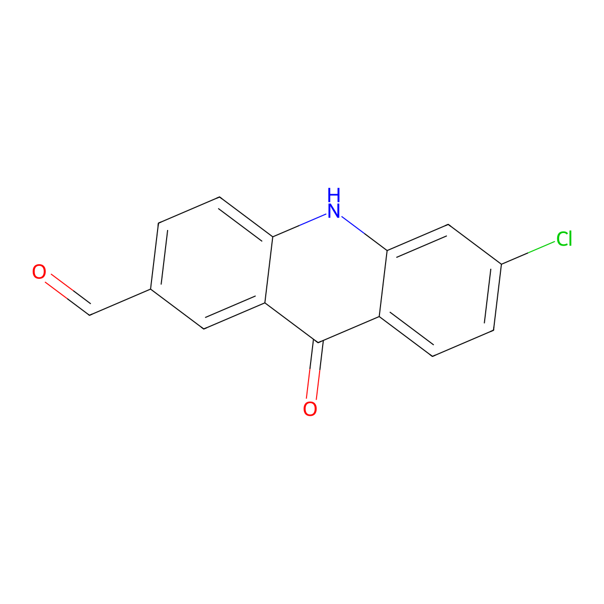 6-chloro-9-oxo-10H-acridine-2-carbaldehyde molecular structure, CAS 790725-82-5