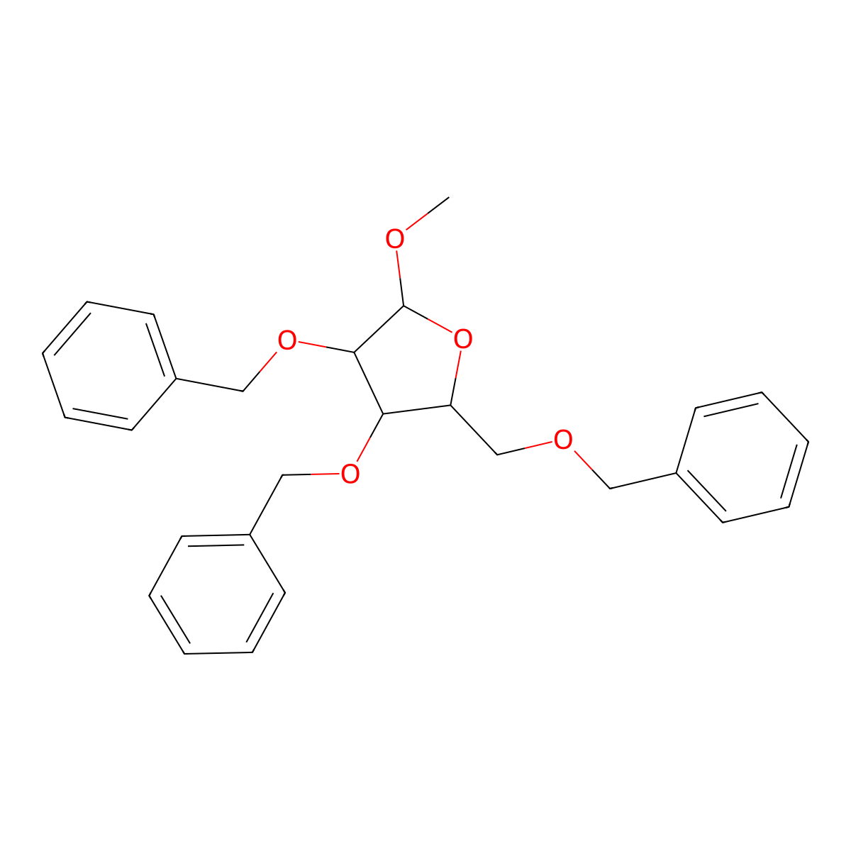 Methyl 2,3,5-tri-O-benzylpentofuranoside molecular structure, CAS 79083-43-5