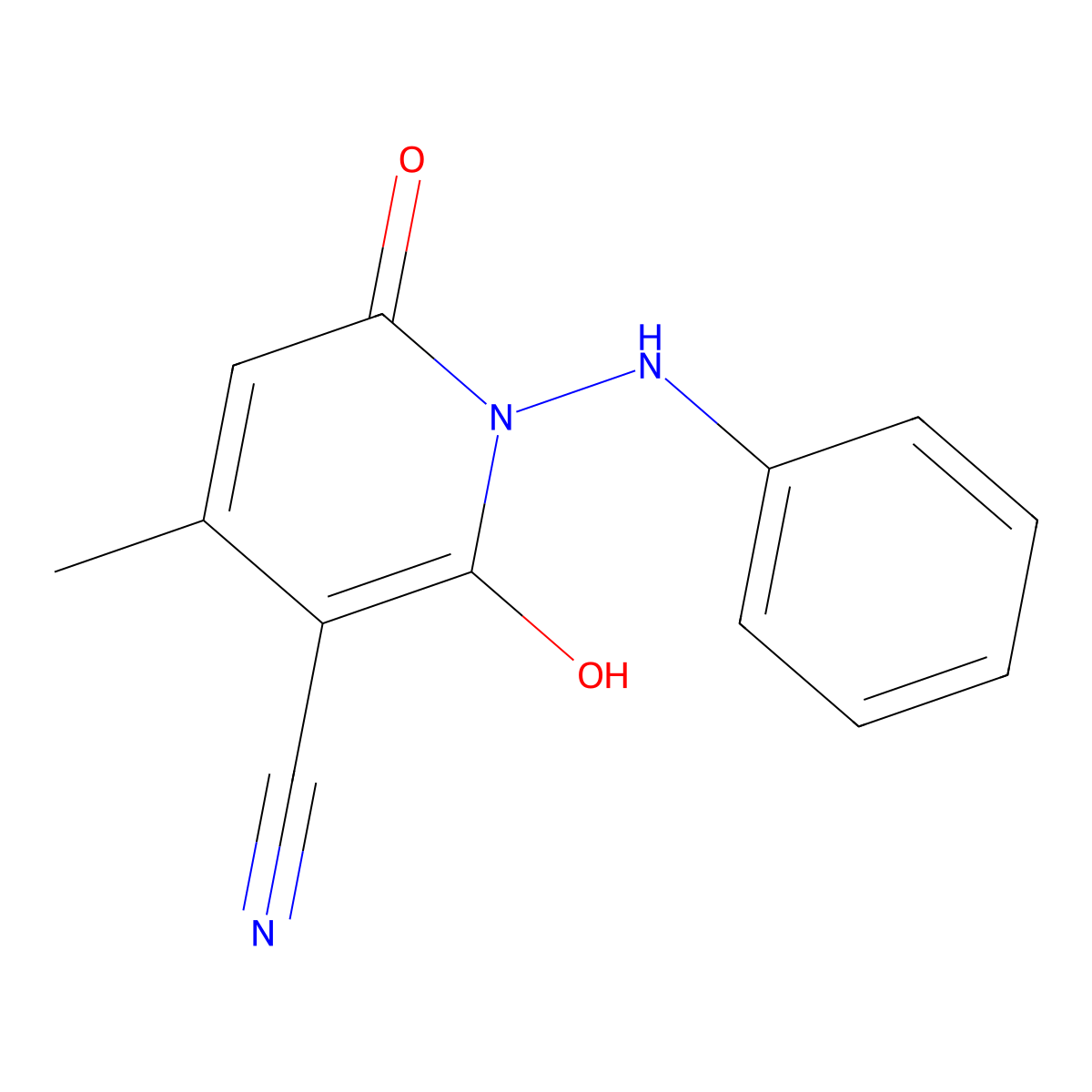 1,2-Dihydro-6-hydroxy-4-methyl-2-oxo-1-(phenylamino)nicotinonitrile molecular structure, CAS 79084-83-6