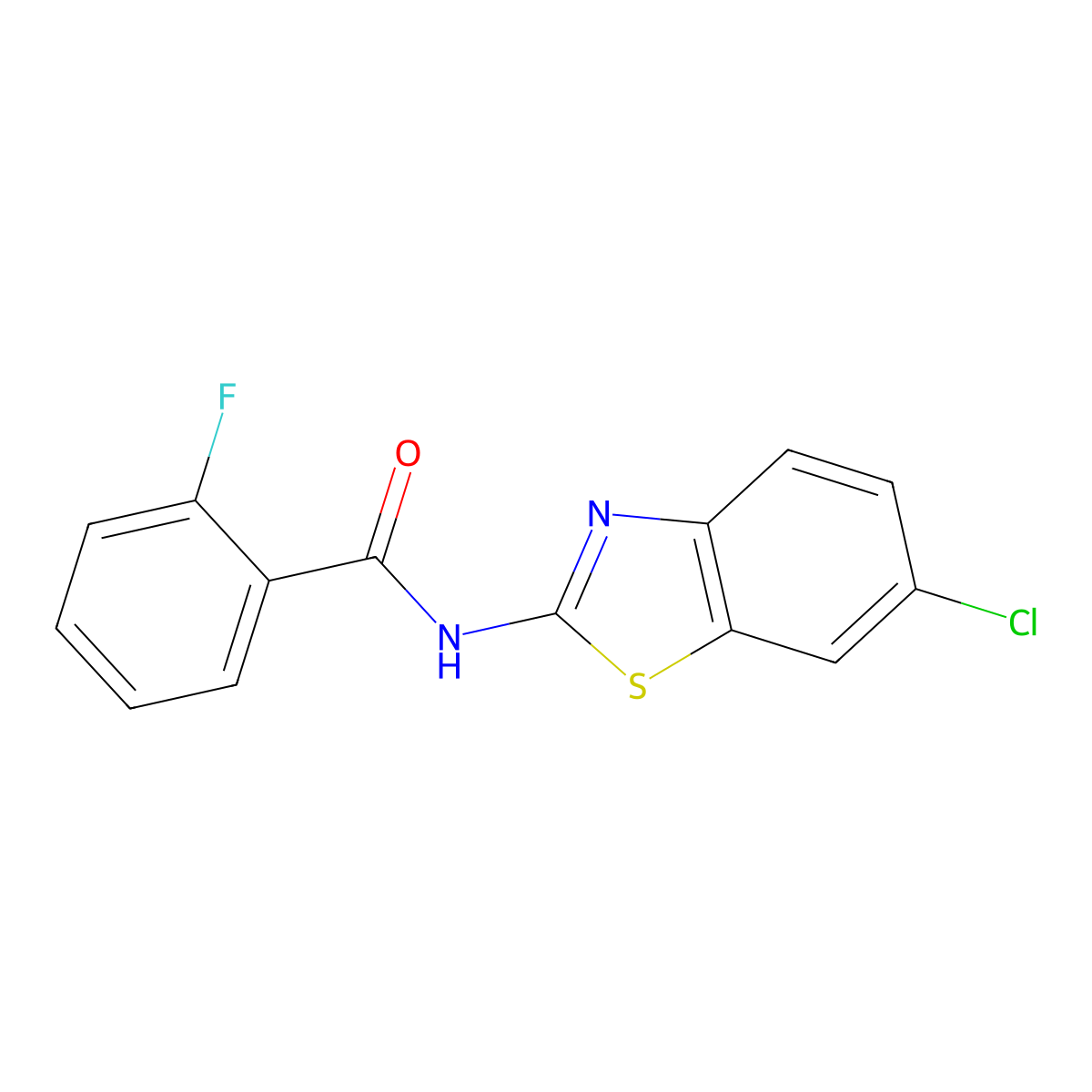 N-(6-chloro-1,3-benzothiazol-2-yl)-2-fluorobenzamide molecular structure, CAS 79091-18-2