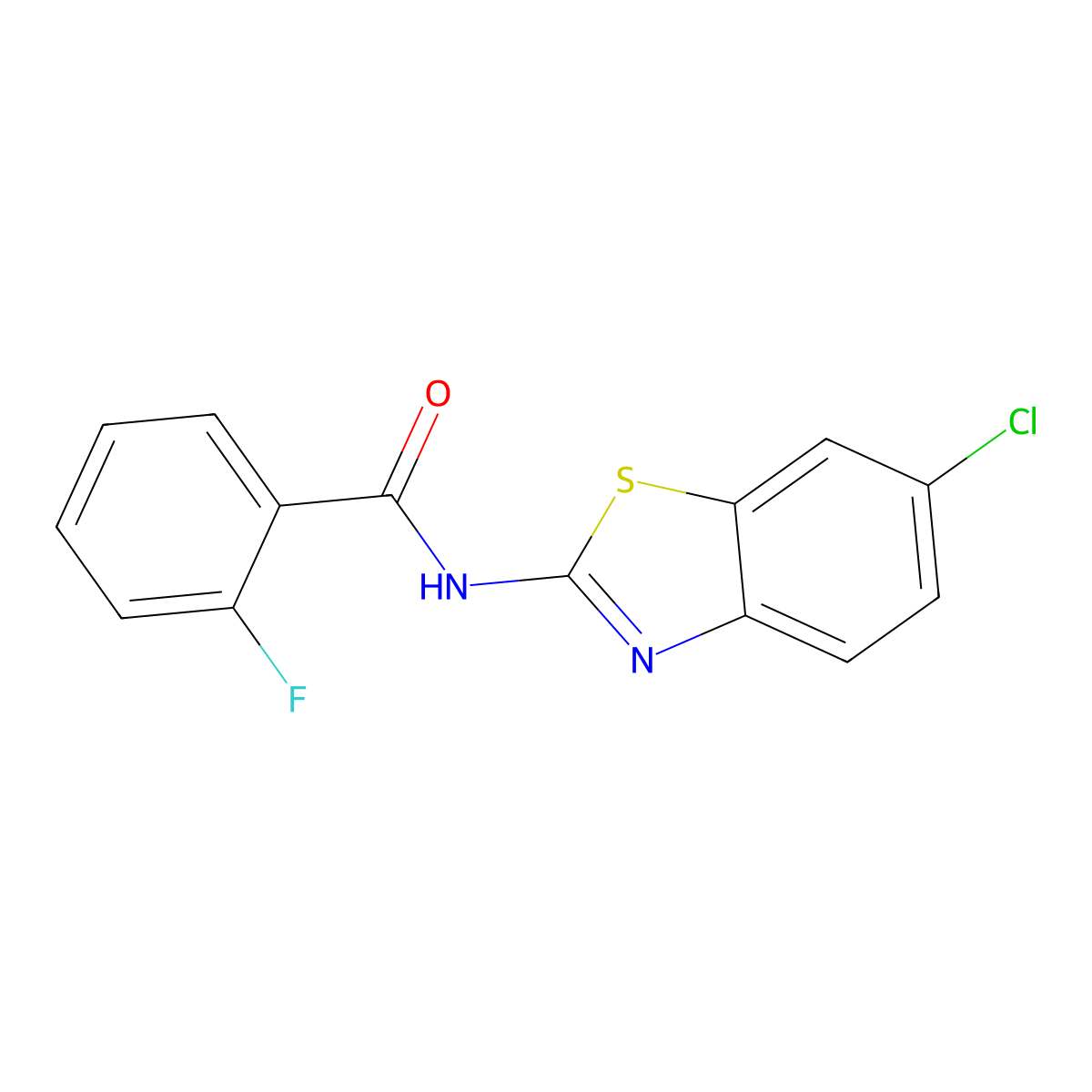 N-(6-chloro-1,3-benzothiazol-2-yl)-2-fluorobenzamide molecular structure, CAS 79091-18-2