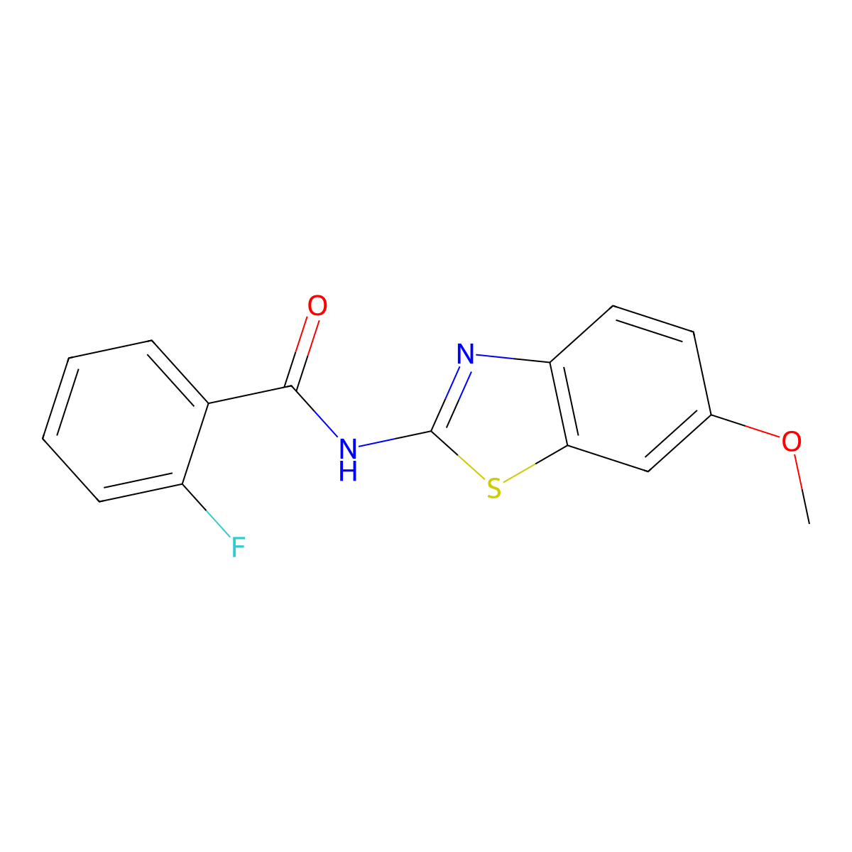 2-fluoro-N-(6-methoxy-1,3-benzothiazol-2-yl)benzamide molecular structure, CAS 79091-19-3