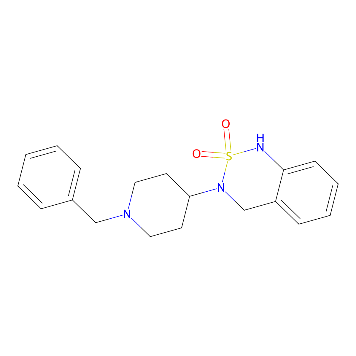 3-(1-benzylpiperidin-4-yl)-3,4-dihydro-1H-2$l^{6},1,3-benzothiadiazine-2,2-dione molecular structure, CAS 79099-04-0