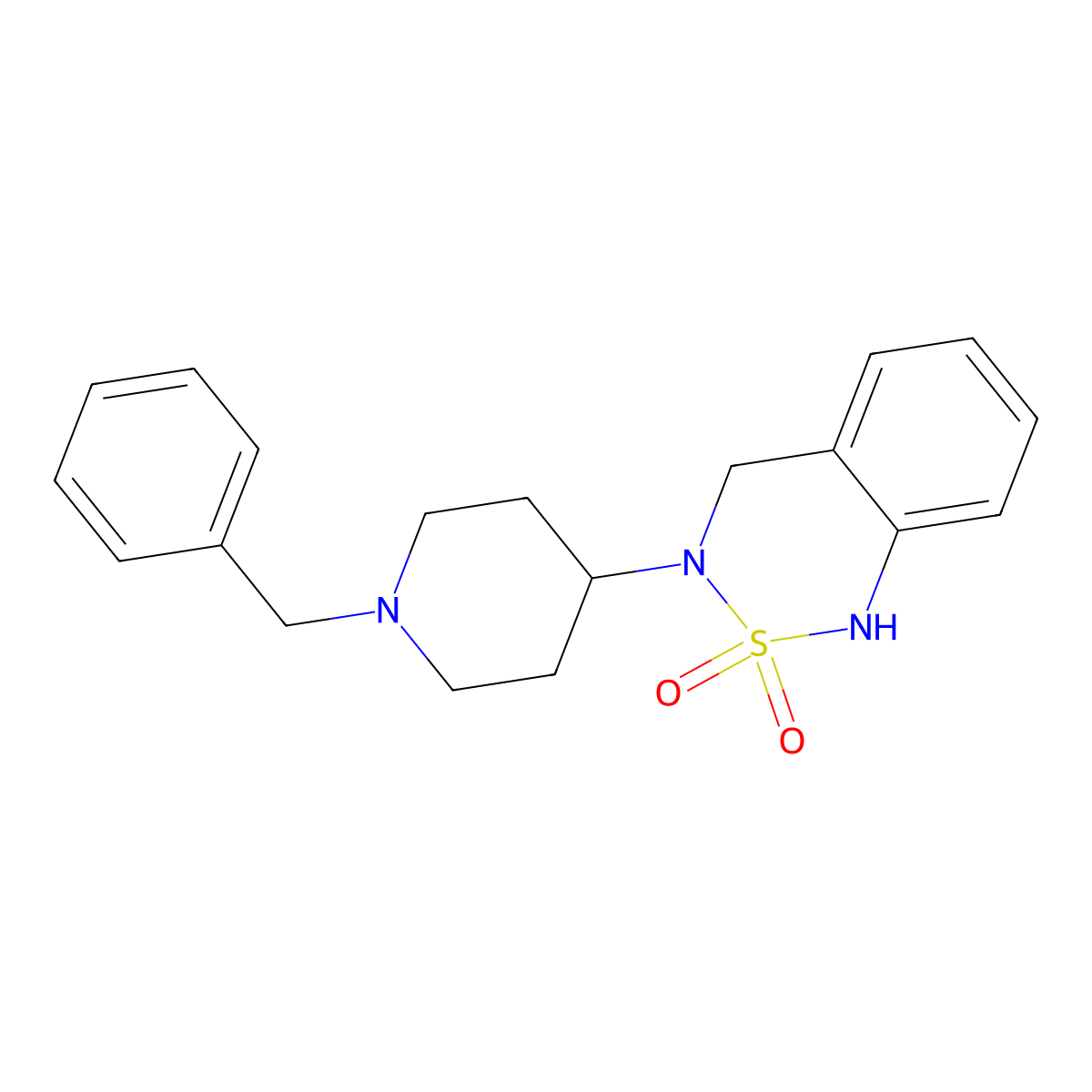 3-(1-benzylpiperidin-4-yl)-3,4-dihydro-1H-2$l^{6},1,3-benzothiadiazine-2,2-dione molecular structure, CAS 79099-04-0