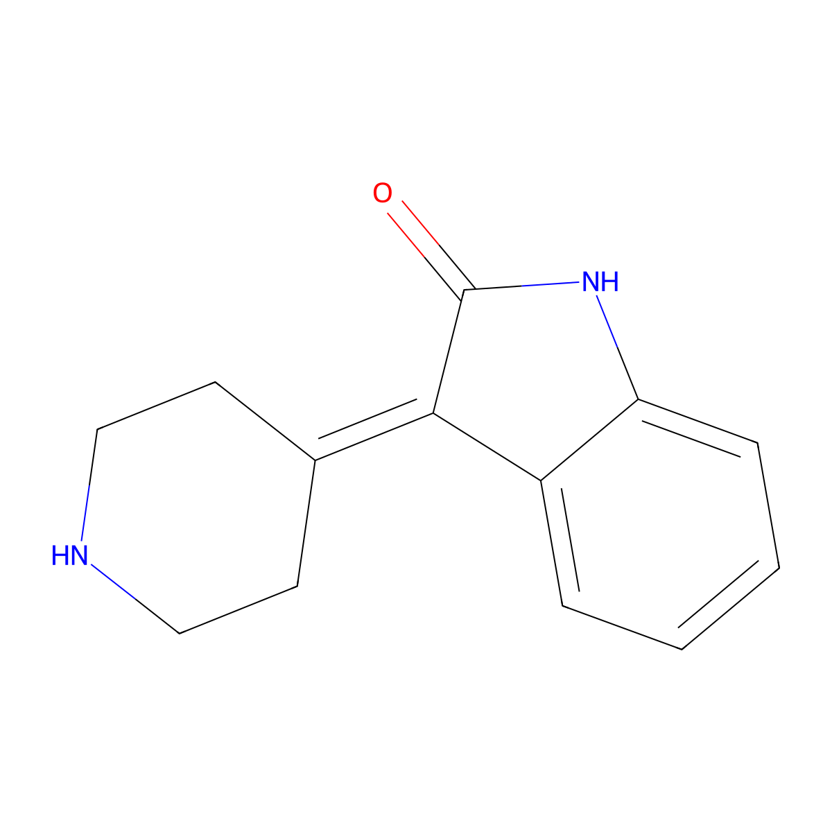 3-(piperidin-4-ylidene)-2,3-dihydro-1H-indol-2-one molecular structure, CAS 79099-09-5