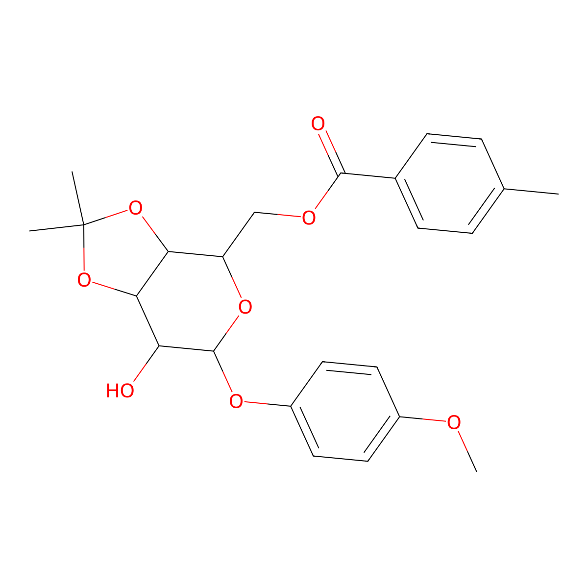 4-Methoxyphenyl 3,4-O-Isopropylidene-6-O-(4-methylbenzoyl)-beta-D-galactopyranoside molecular structure, CAS 790999-92-7