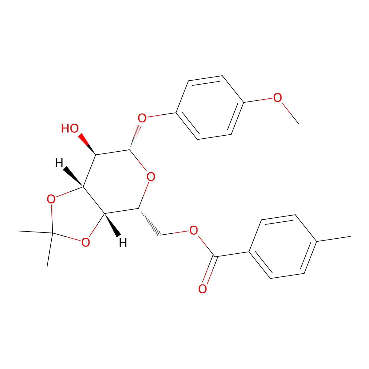 4-Methoxyphenyl 3,4-O-Isopropylidene-6-O-(4-methylbenzoyl)-beta-D-galactopyranoside molecular structure, CAS 790999-92-7
