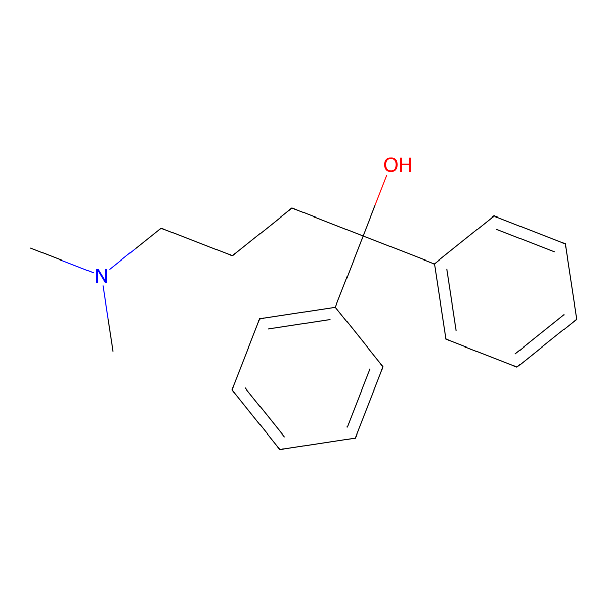 alpha-(3-(Dimethylamino)propyl)-alpha-phenylbenzenemethanol molecular structure, CAS 791-37-7