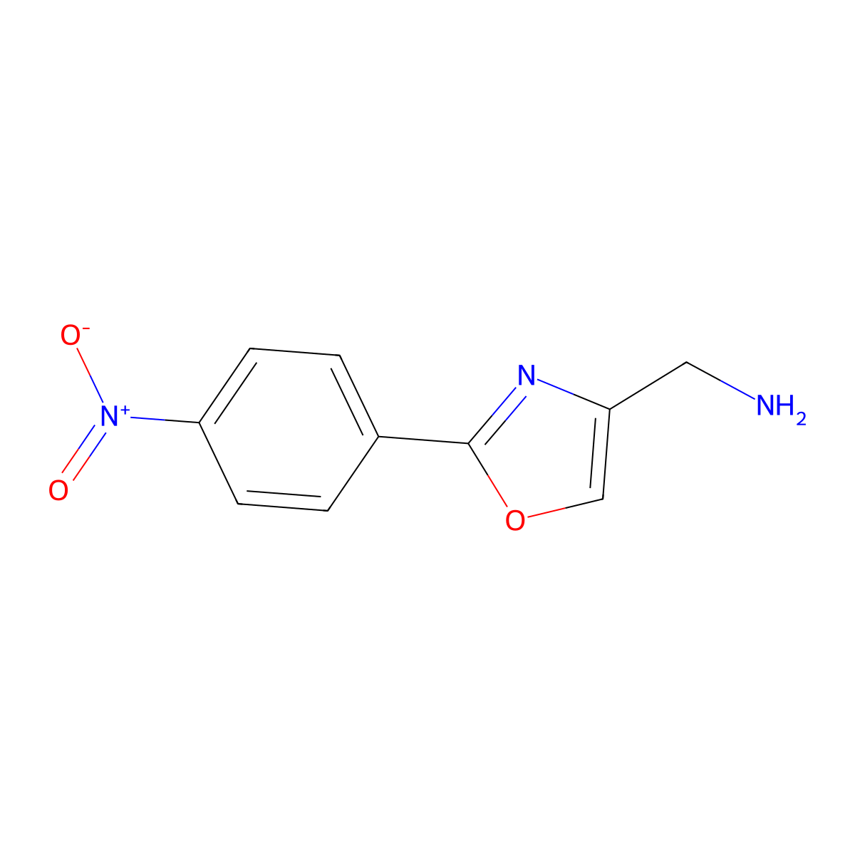 (2-(4-Nitrophenyl)oxazol-4-yl)methanamine molecular structure, CAS 791000-96-9