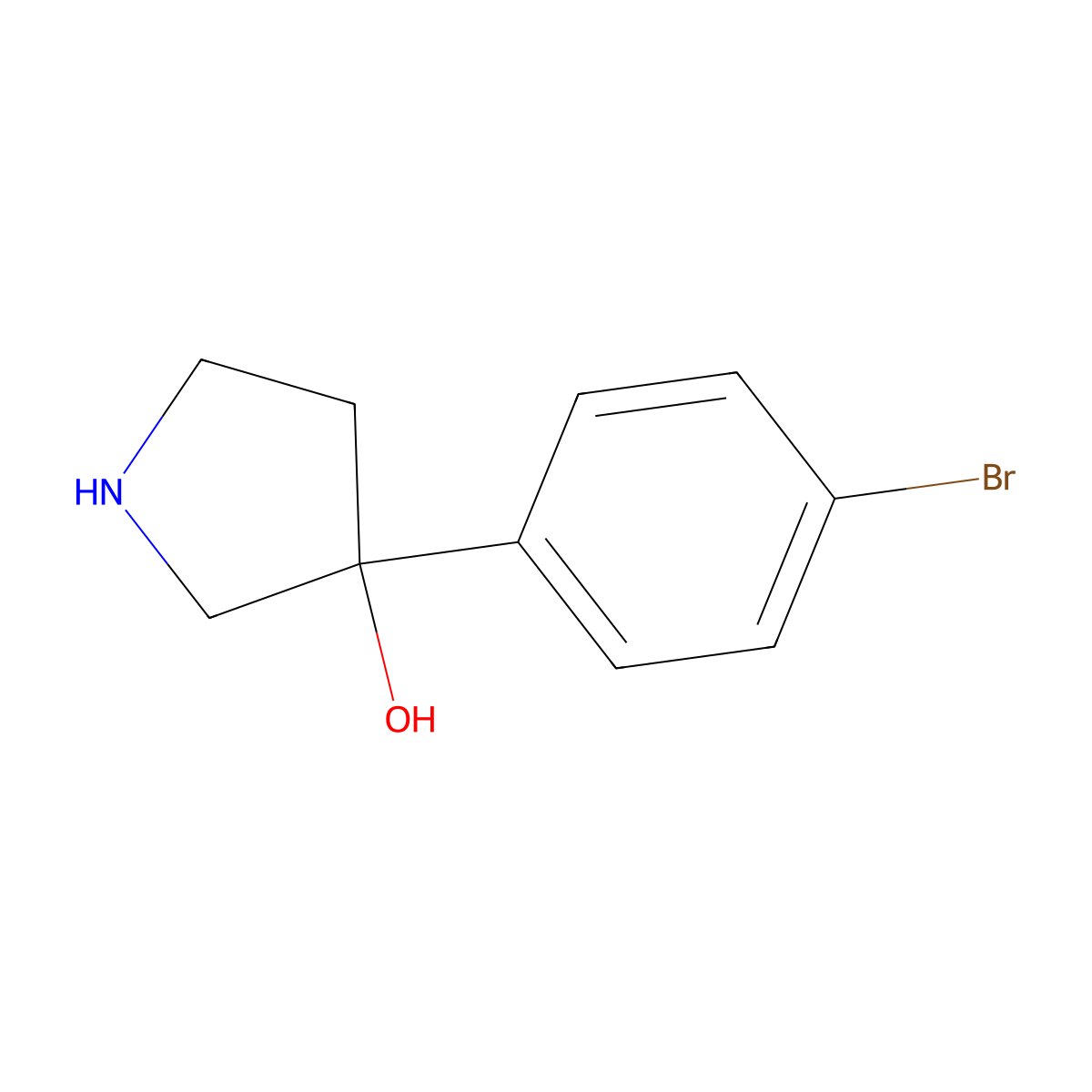 3-(4-Bromophenyl)pyrrolidin-3-ol molecular structure, CAS 791009-96-6