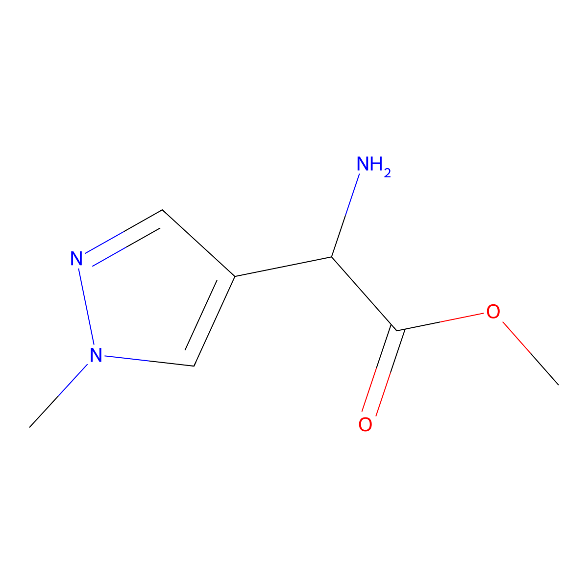 Methyl 2-amino-2-(1-methyl-1H-pyrazol-4-yl)acetate molecular structure, CAS 791043-75-9