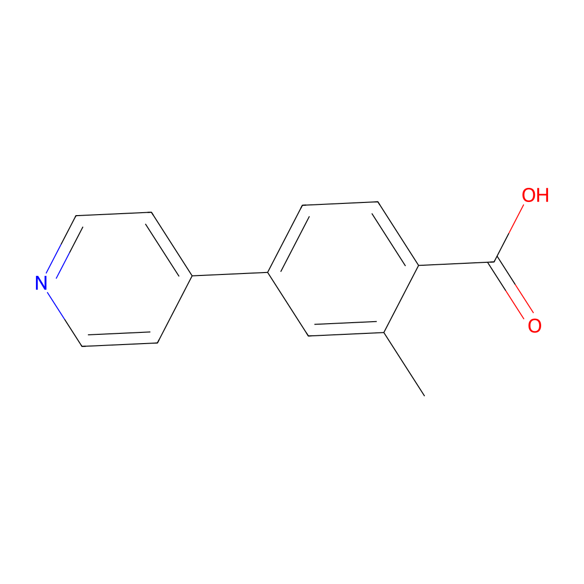 2-Methyl-4-(pyridin-4-yl)benzoic acid molecular structure, CAS 791047-63-7