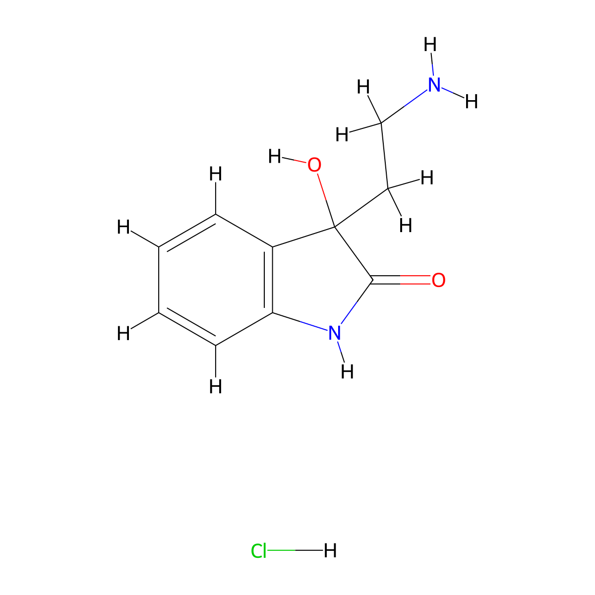 3-(2-aminoethyl)-3-hydroxy-2,3-dihydro-1H-indol-2-one hydrochloride molecular structure, CAS 79105-51-4