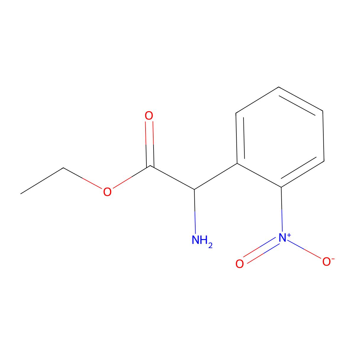 Ethyl 2-amino-2-(2-nitrophenyl)acetate molecular structure, CAS 791050-91-4