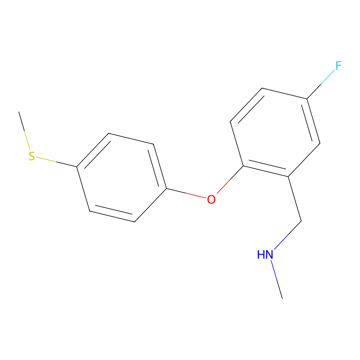 ({5-Fluoro-2-[4-(methylsulfanyl)phenoxy]phenyl}methyl)(methyl)amine molecular structure, CAS 791053-91-3
