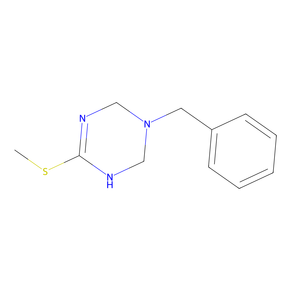 3-Benzyl-6-(methylthio)-1,2,3,4-tetrahydro-1,3,5-triazine molecular structure, CAS 791061-78-4