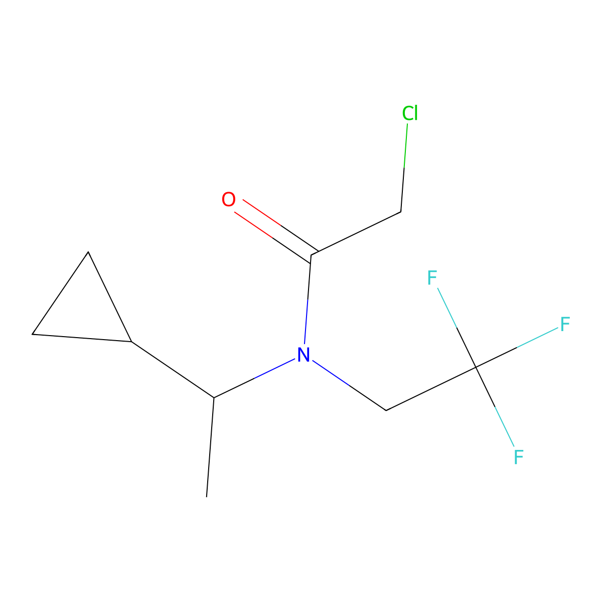 2-chloro-N-(1-cyclopropylethyl)-N-(2,2,2-trifluoroethyl)acetamide molecular structure, CAS 791079-93-1