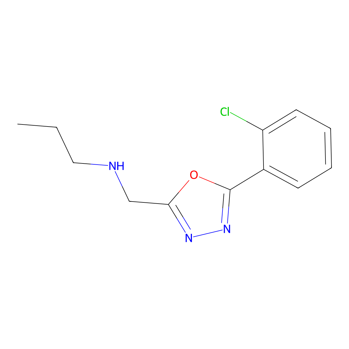 {[5-(2-Chlorophenyl)-1,3,4-oxadiazol-2-yl]methyl}(propyl)amine molecular structure, CAS 791079-96-4