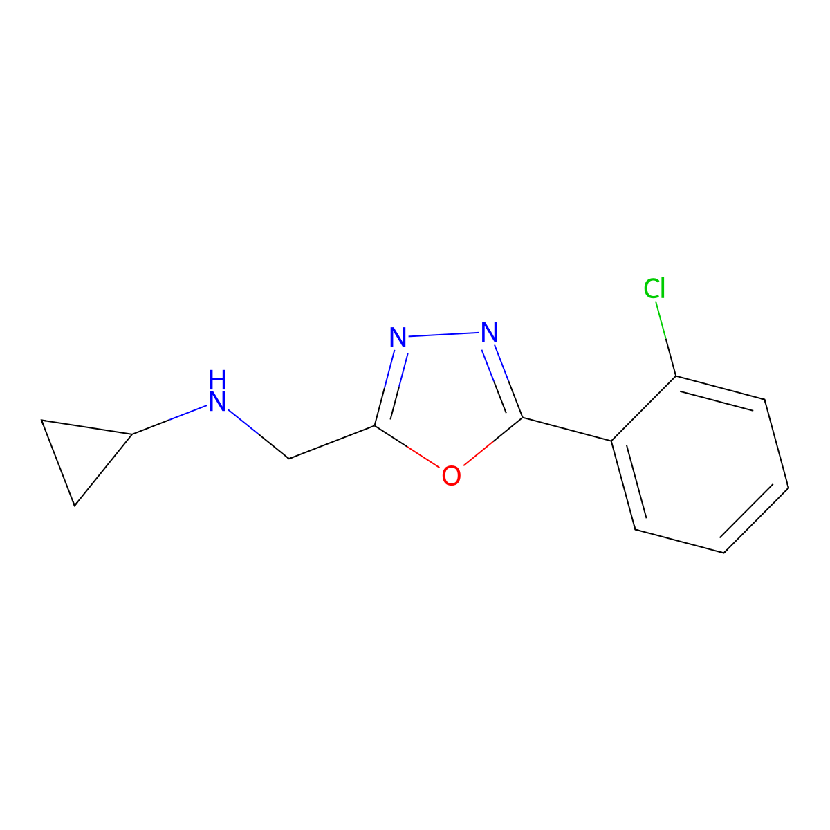 N-{[5-(2-chlorophenyl)-1,3,4-oxadiazol-2-yl]methyl}cyclopropanamine molecular structure, CAS 791079-97-5