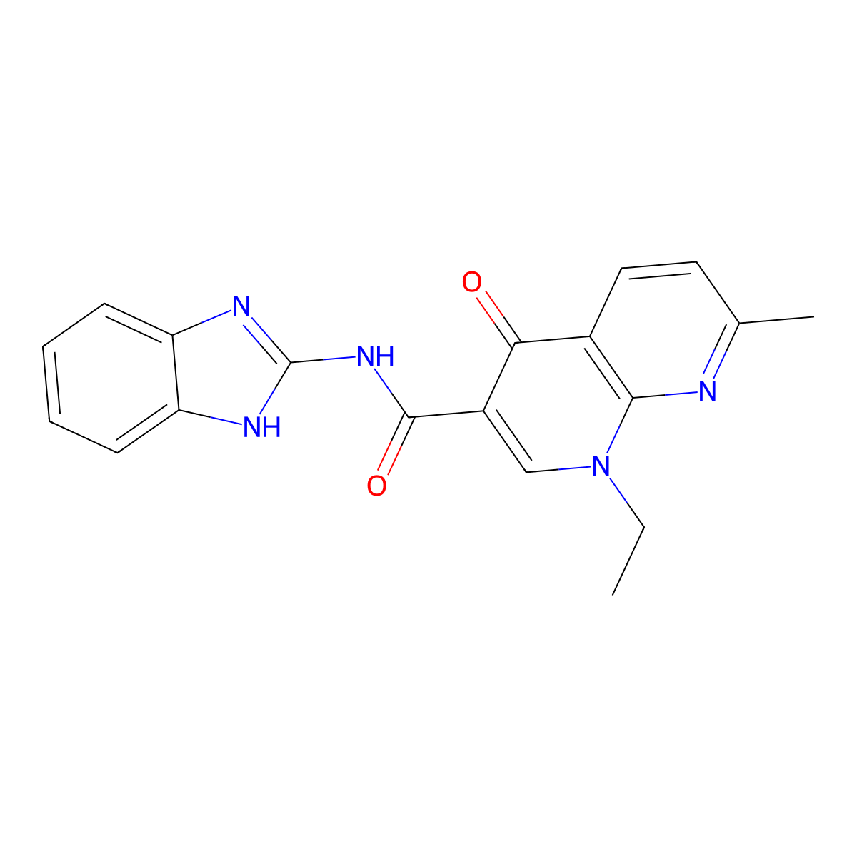 N-(1,3-dihydro-2H-benzimidazol-2-ylidene)-1-ethyl-7-methyl-4-oxo-1,4-dihydro-1,8-naphthyridine-3-carboxamide molecular structure, CAS 791080-75-6