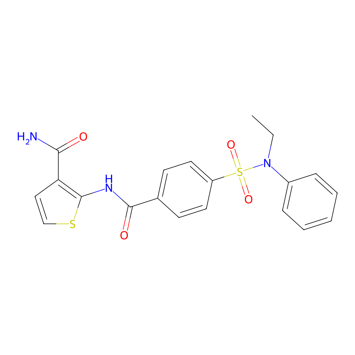 2-{4-[Ethyl(phenyl)sulfamoyl]benzamido}thiophene-3-carboxamide molecular structure, CAS 791089-43-5