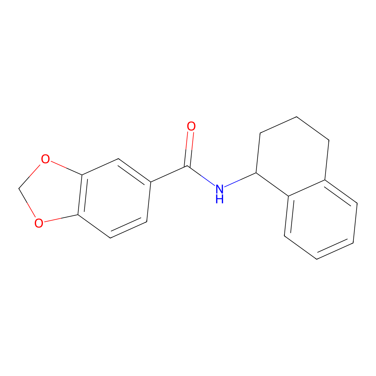 N-(1,2,3,4-tetrahydronaphthalen-1-yl)-1,3-benzodioxole-5-carboxamide molecular structure, CAS 791093-41-9