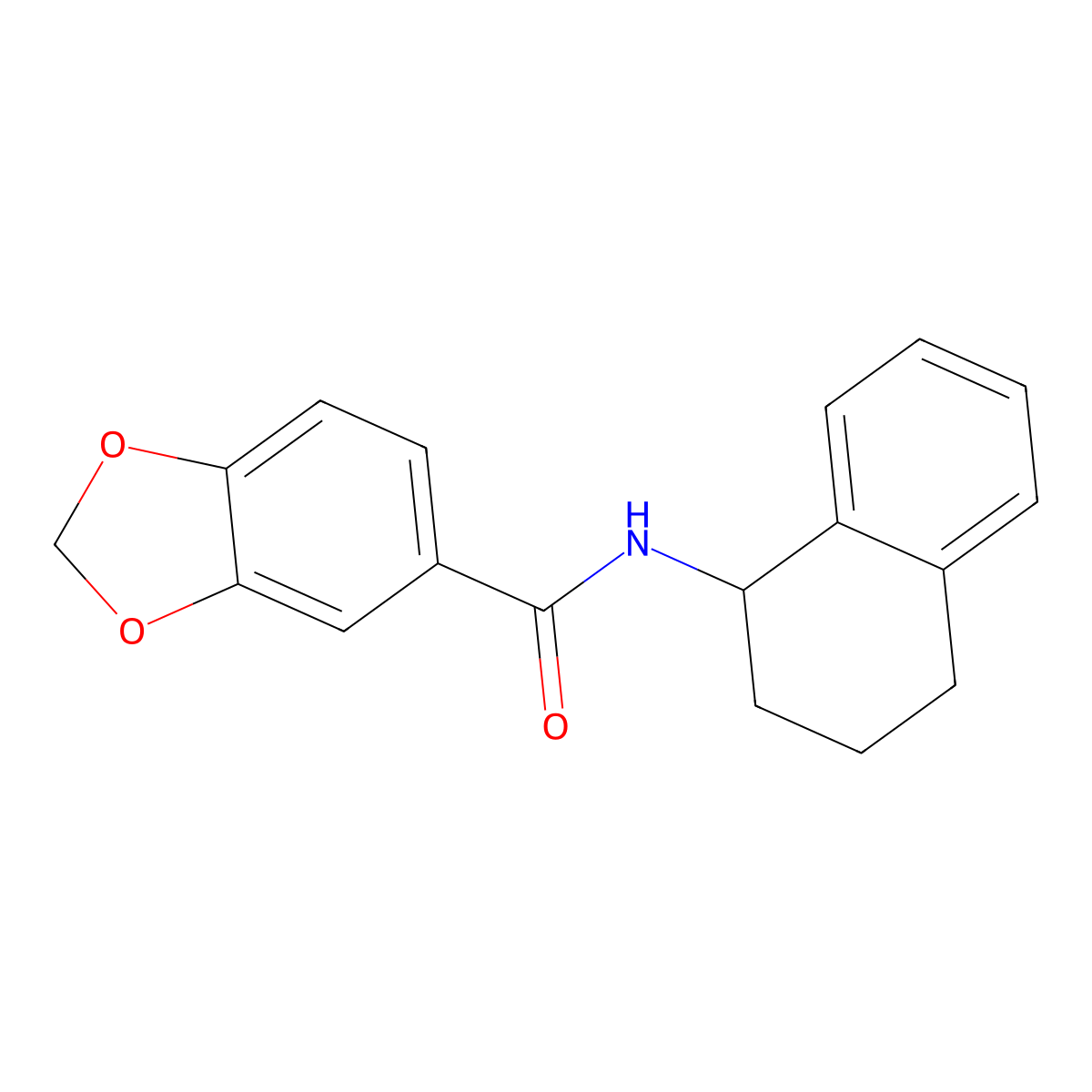 N-(1,2,3,4-tetrahydronaphthalen-1-yl)-1,3-benzodioxole-5-carboxamide molecular structure, CAS 791093-41-9