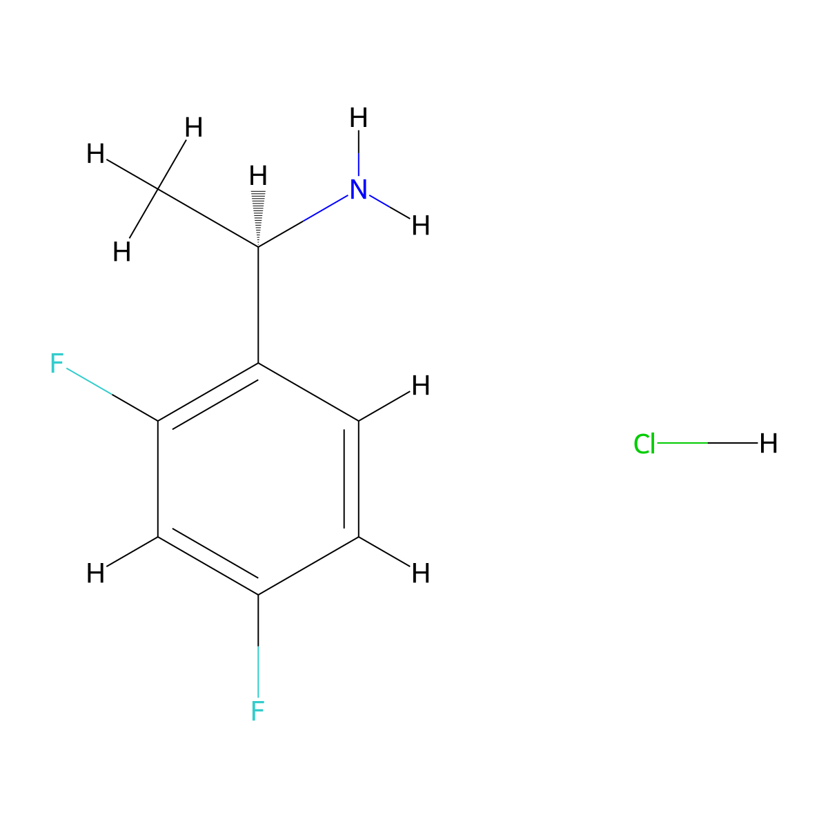 (1R)-1-(2,4-difluorophenyl)ethan-1-amine hydrochloride molecular structure, CAS 791098-81-2