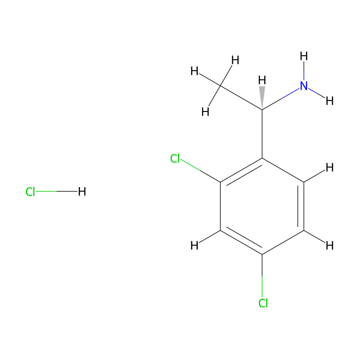 (1R)-1-(2,4-dichlorophenyl)ethan-1-amine hydrochloride molecular structure, CAS 791098-94-7