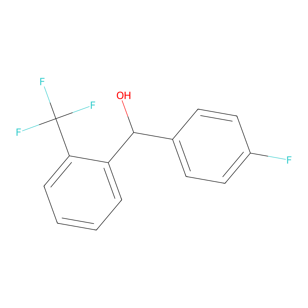 (4-Fluorophenyl)[2-(trifluoromethyl)phenyl]methanol molecular structure, CAS 791119-26-1