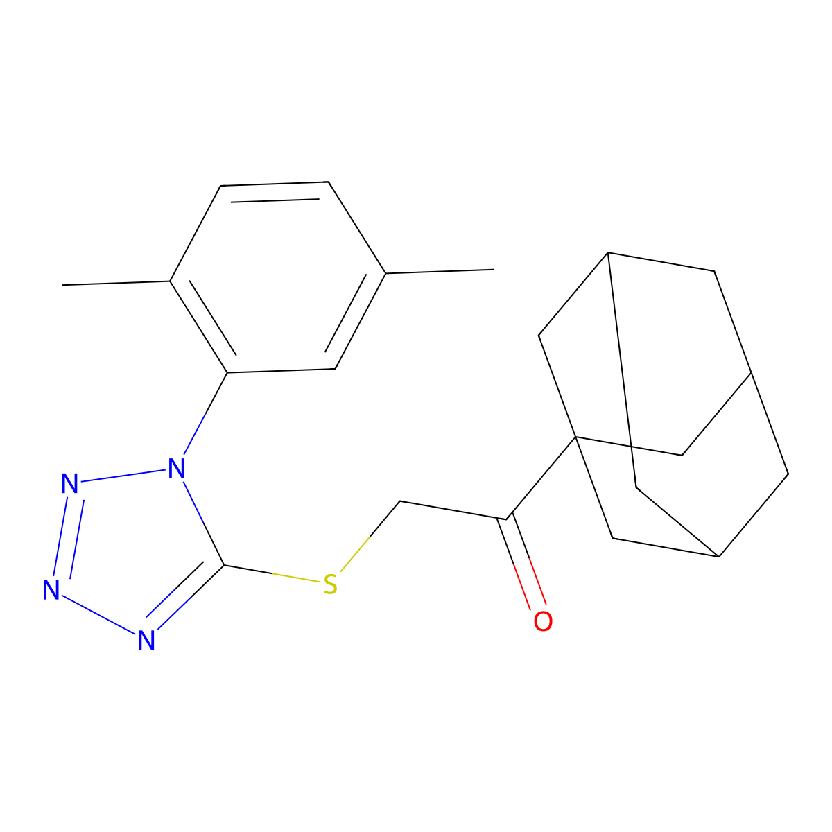 1-(Adamantan-1-yl)-2-((1-(2,5-dimethylphenyl)-1H-tetrazol-5-yl)thio)ethan-1-one molecular structure, CAS 791125-94-5