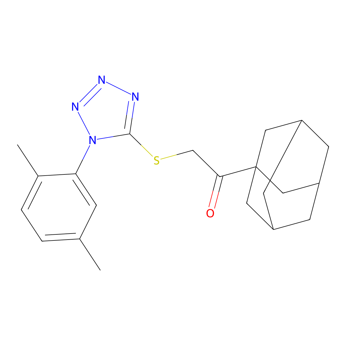 1-(Adamantan-1-yl)-2-((1-(2,5-dimethylphenyl)-1H-tetrazol-5-yl)thio)ethan-1-one molecular structure, CAS 791125-94-5