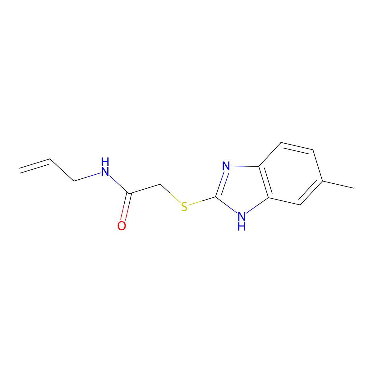 N-allyl-2-[(5-methyl-1H-1,3-benzimidazol-2-yl)sulfanyl]acetamide molecular structure, CAS 791126-02-8
