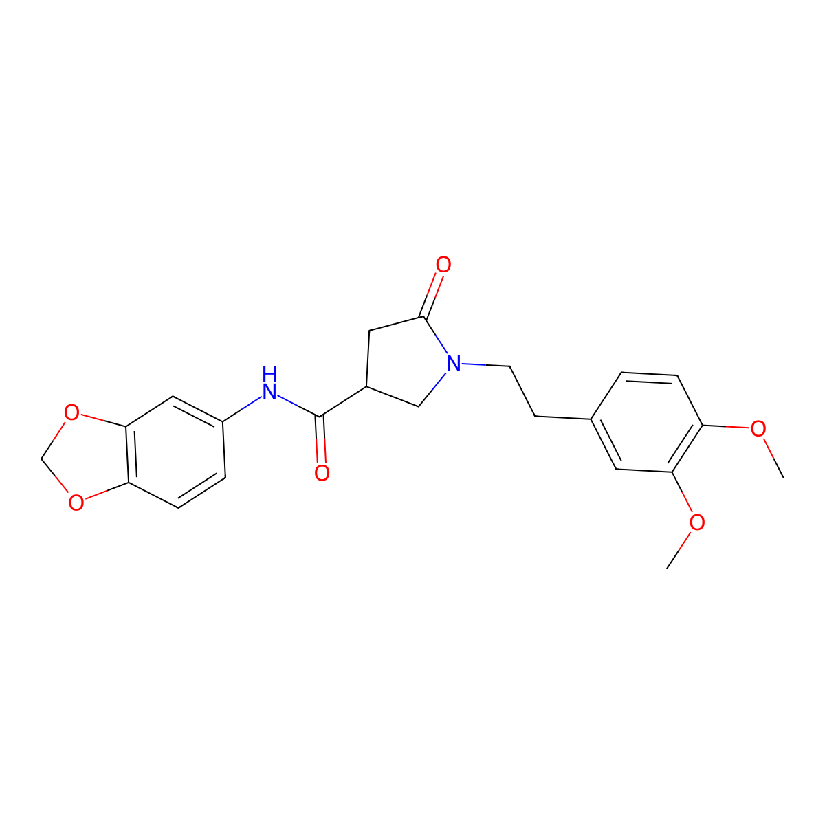 N-(1,3-benzodioxol-5-yl)-1-[2-(3,4-dimethoxyphenyl)ethyl]-5-oxopyrrolidine-3-carboxamide molecular structure, CAS 791135-41-6