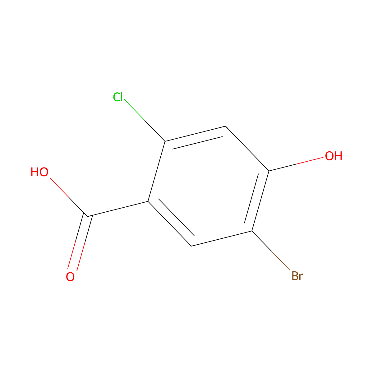 5-Bromo-2-chloro-4-hydroxy-benzoic acid molecular structure, CAS 791137-26-3