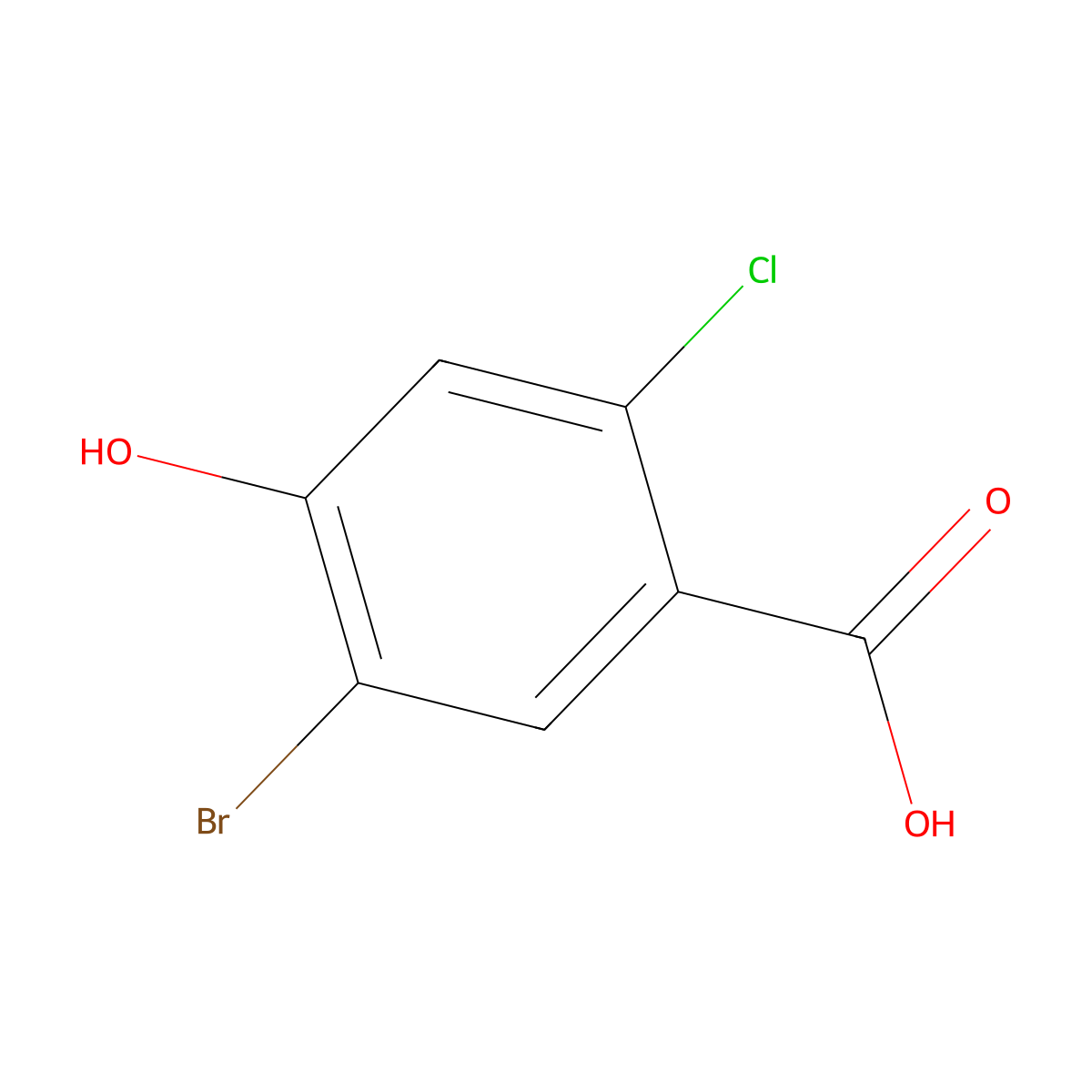5-Bromo-2-chloro-4-hydroxy-benzoic acid molecular structure, CAS 791137-26-3