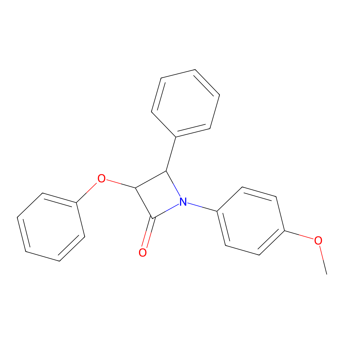 2-Azetidinone, 1-(4-methoxyphenyl)-3-phenoxy-4-phenyl- molecular structure, CAS 79114-07-1