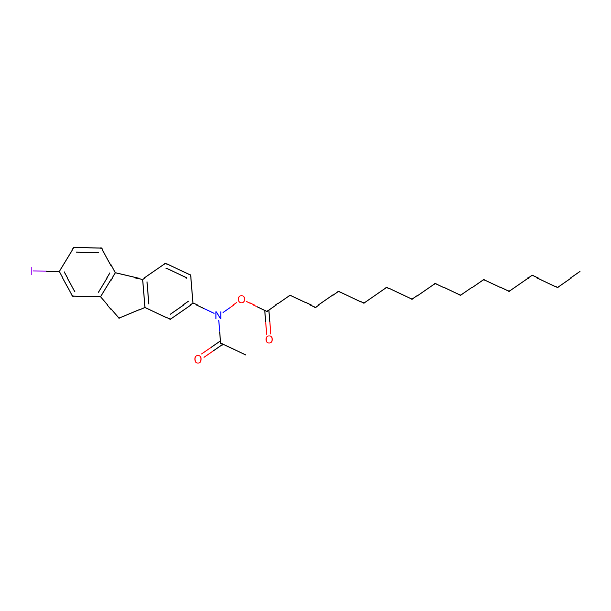 N-Myristoyloxy-N-acetyl-2-amino-7-iodofluorene molecular structure, CAS 79127-47-2