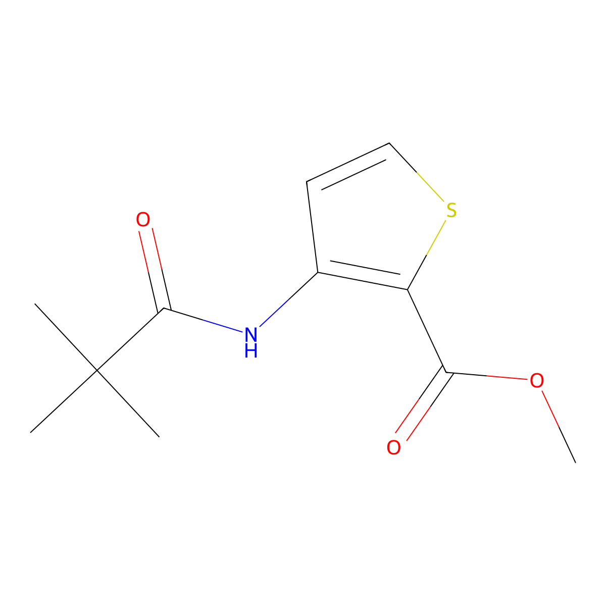 Methyl 3-(2,2-dimethylpropanoylamino)thiophene-2-carboxylate molecular structure, CAS 79128-69-1