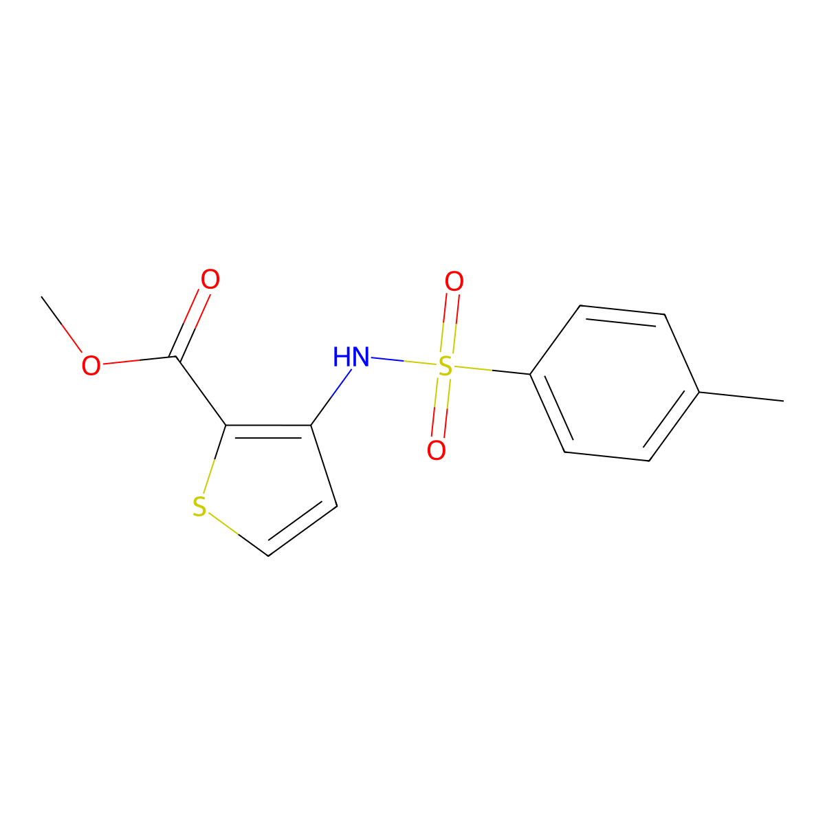 Methyl 3-{[(4-methylphenyl)sulfonyl]amino}-2-thiophenecarboxylate molecular structure, CAS 79128-72-6
