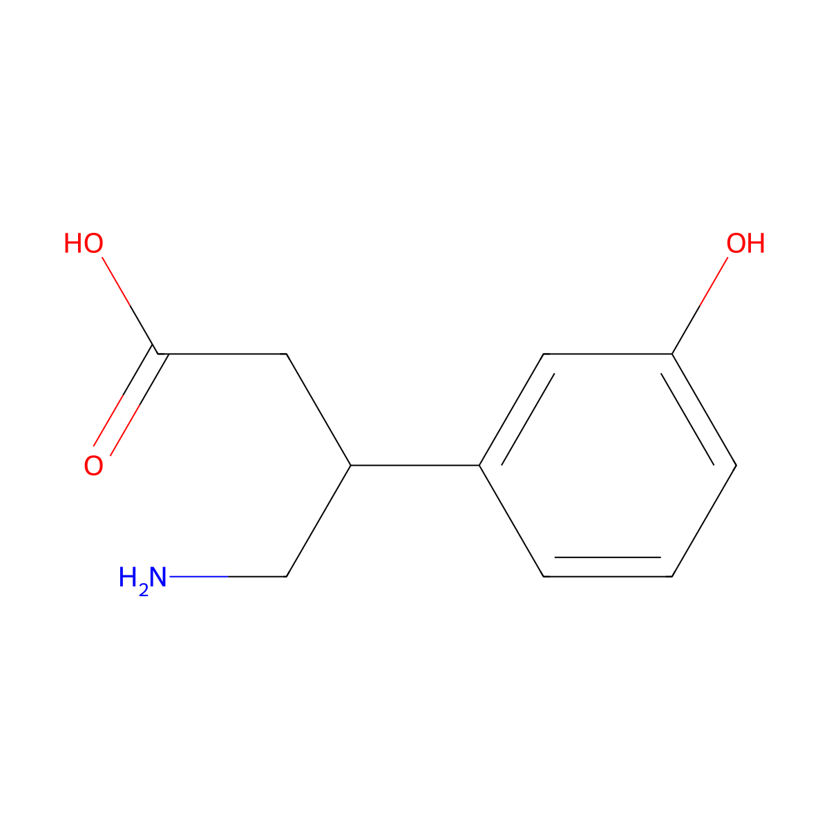 4-Amino-3-(3-hydroxyphenyl)butanoic acid molecular structure, CAS 79133-29-2