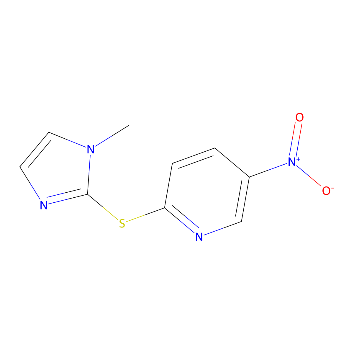 5-nitro-2-[(1-methyl-1H-imidazol-2-yl)sulfanyl]pyridine molecular structure, CAS 79134-12-6